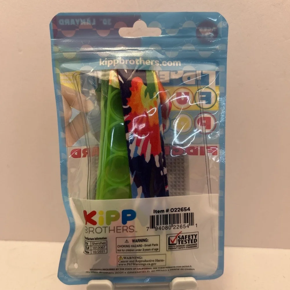 Fidget Lanyard 2 Push Pop Bubble Sensory Fidget Strips+id Holder 30 Inch